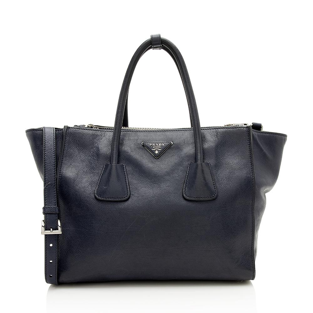 Prada Glace Calf Twin Pocket Tote (SHF-12382)