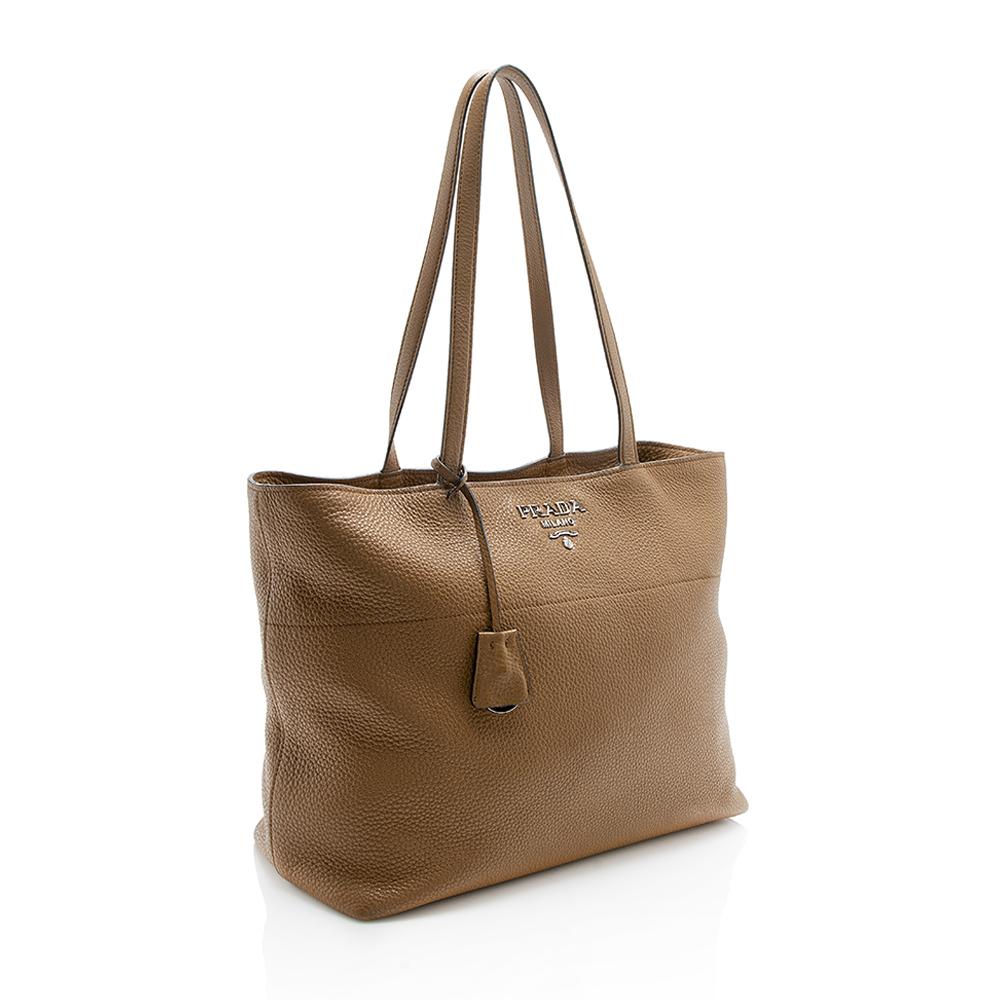 Prada Grained Leather Shopping Tote (SHF-12048)