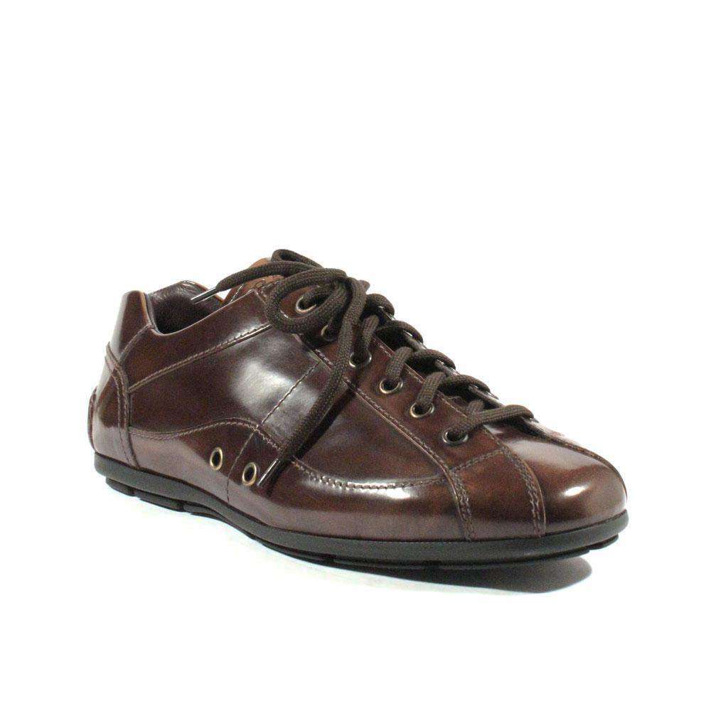 Prada Men's Designer Shoes Tabacco Leather Sneakers 2E1556 (PRM9)