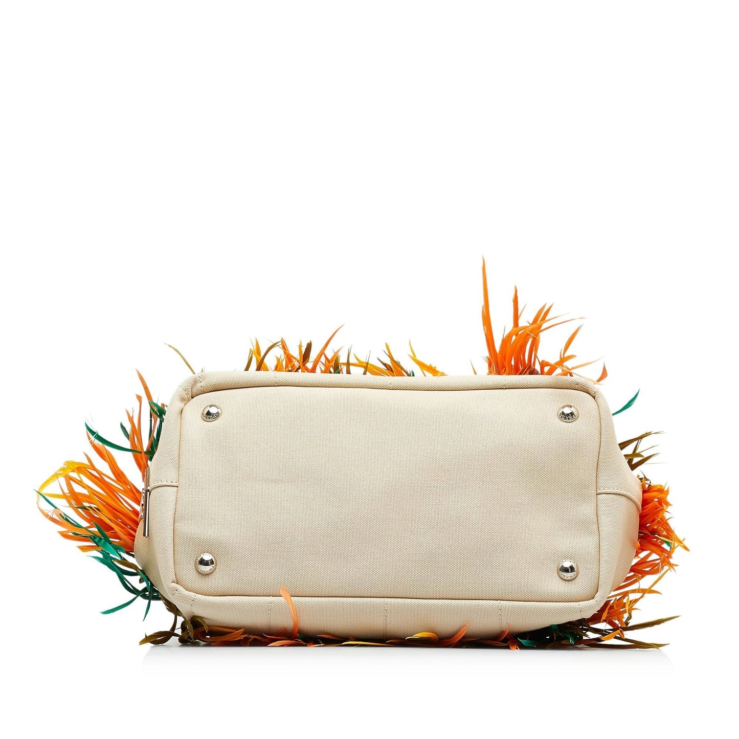 Prada Mini Canapa Convertible Canvas and Feather Tote (SHG-bZQuJY)