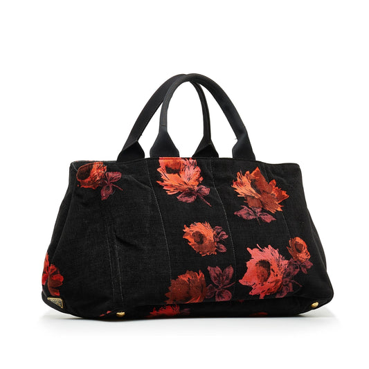 Prada Roses Canapa Tote (SHG-LBcUCc)