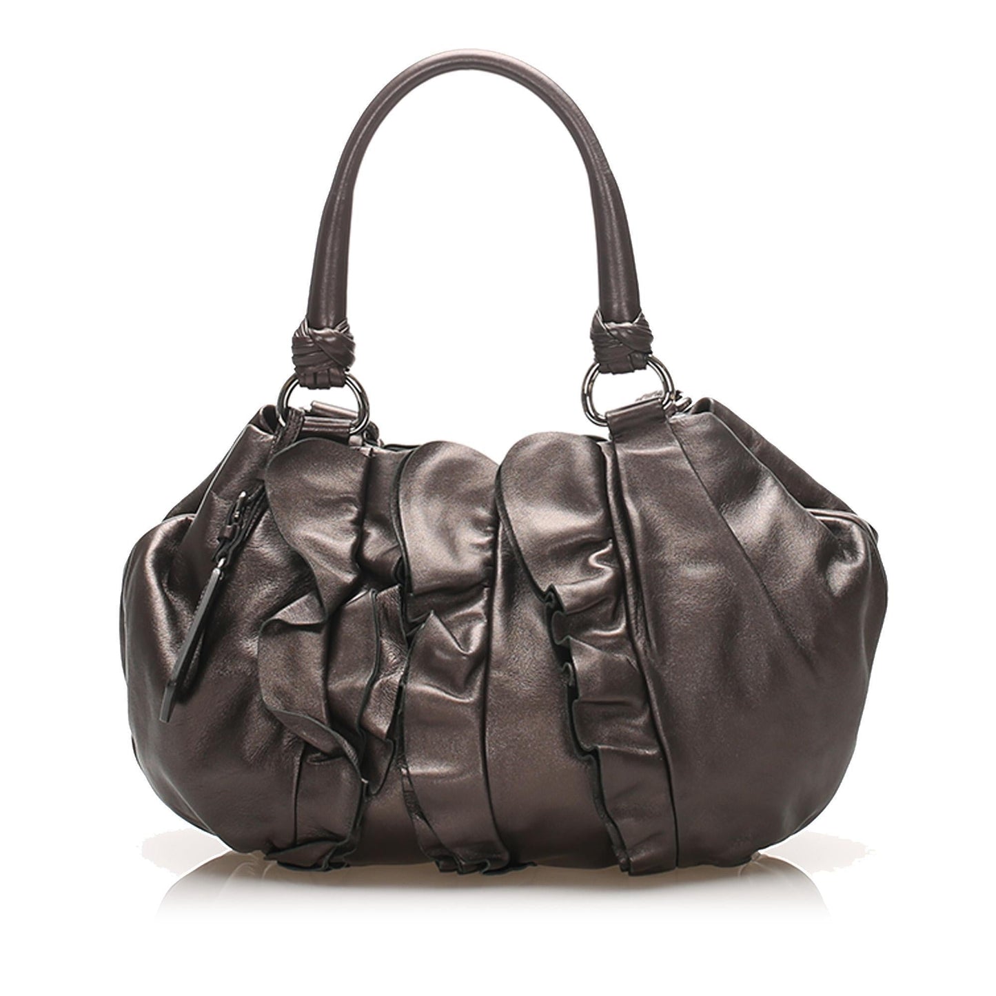 Prada Ruffled Leather Tote Bag (SHG-14461)