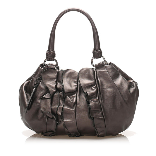 Prada Ruffled Leather Tote Bag (SHG-14461)