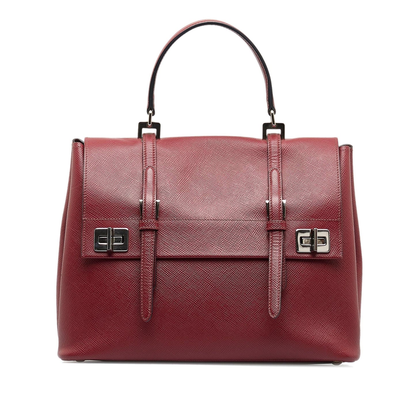 Prada Saffiano Double Turnlock Satchel (SHG-Lv5SQ0)