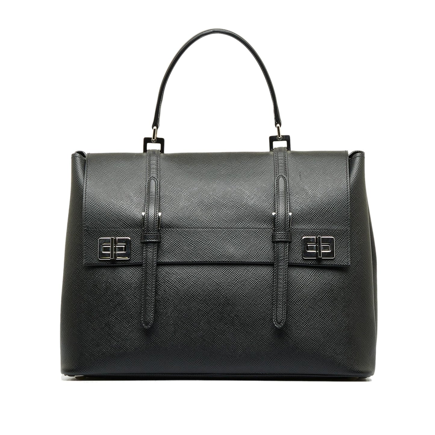 Prada Saffiano Double Turnlock Satchel (SHG-YAGoX0)