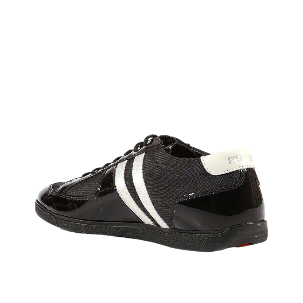 Prada Sneakers Sports Men's Shoes Black & Silver 4E1806 (PRM66)