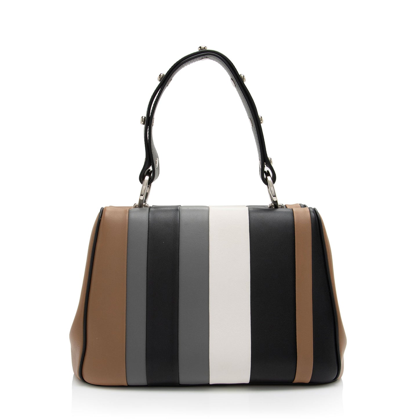 Prada Striped Calfskin Baiadera Frame Satchel (SHF-alSkQj)