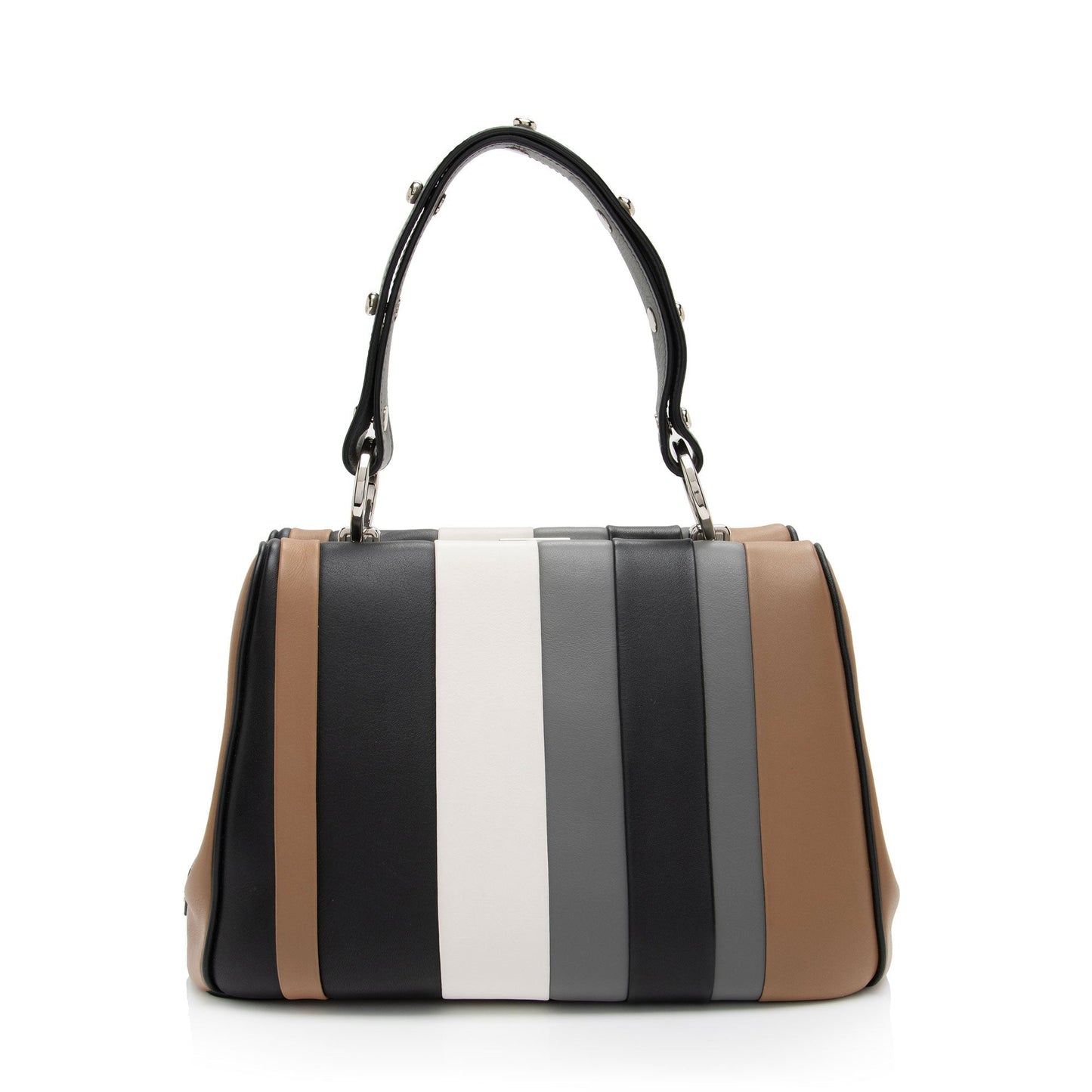 Prada Striped Calfskin Baiadera Frame Satchel (SHF-alSkQj)