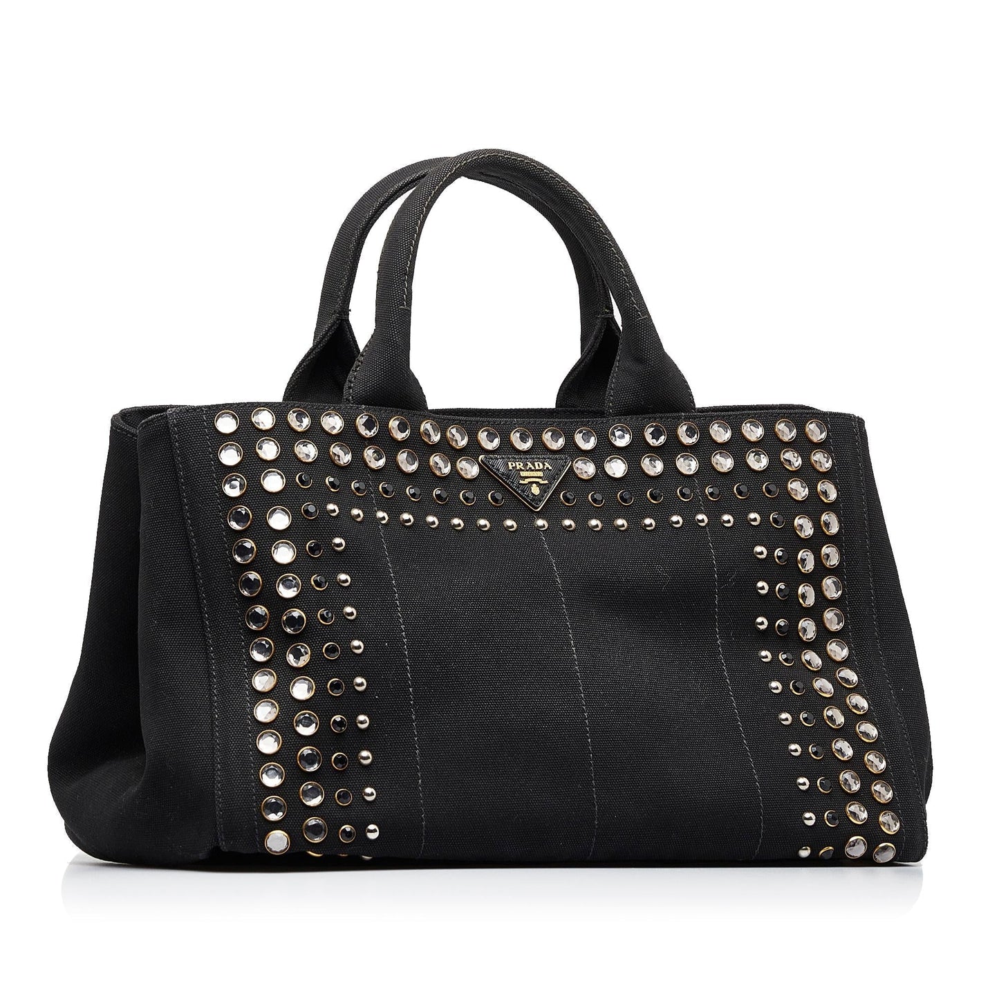 Prada Studded Canapa Tote Bag (SHG-75Jb0C)