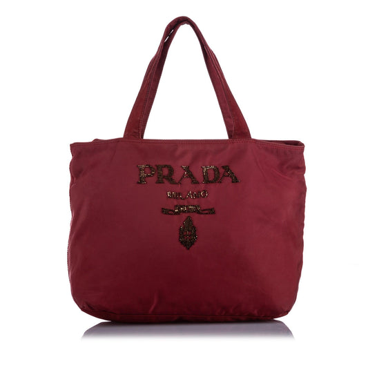 Prada Tessuto Embellished Tote Bag (SHG-14790)