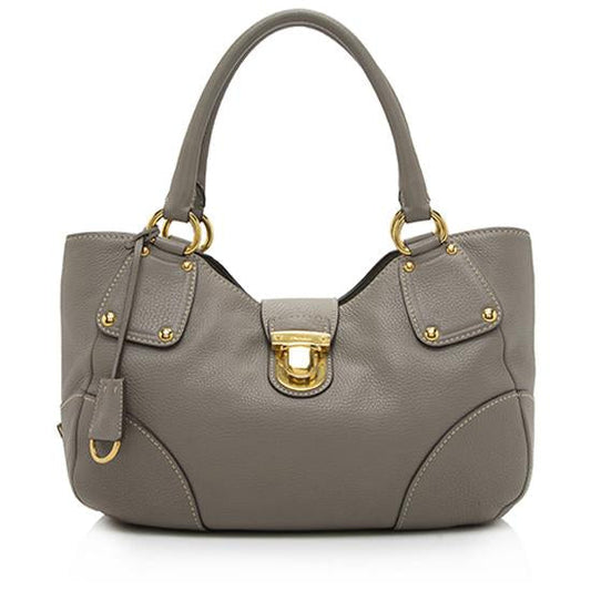 Prada Vitello Daino Leather Pushlock Tote