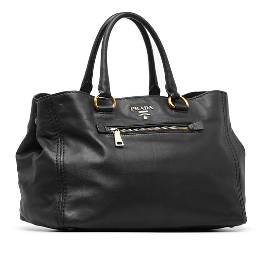 Prada Vitello Soft Calf Front Pocket Tote (SHG-HbJD4k)