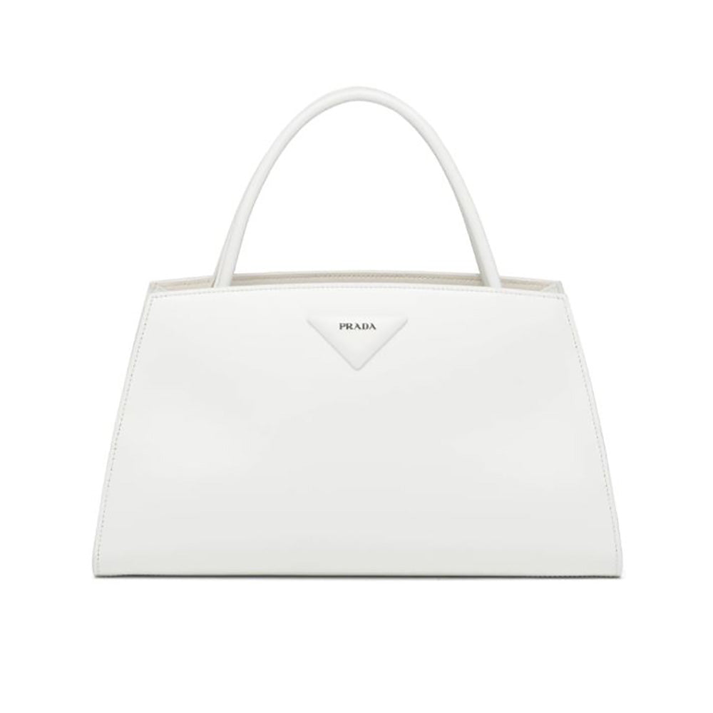 Prada Women Brushed Leather Handbag-White