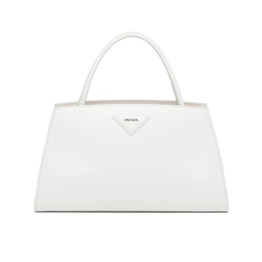 Prada Women Brushed Leather Handbag-White