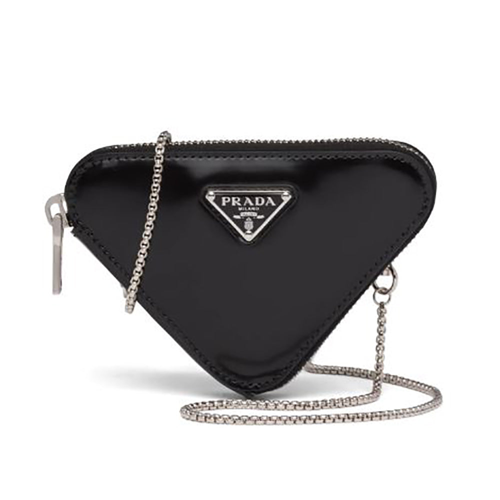 Prada Women Brushed Leather Mini-Pouch-Black