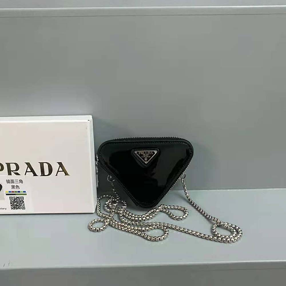 Prada Women Brushed Leather Mini-Pouch-Black