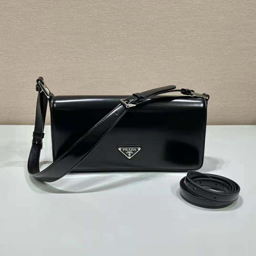 Prada Women Brushed Leather Prada Femme Bag-Black