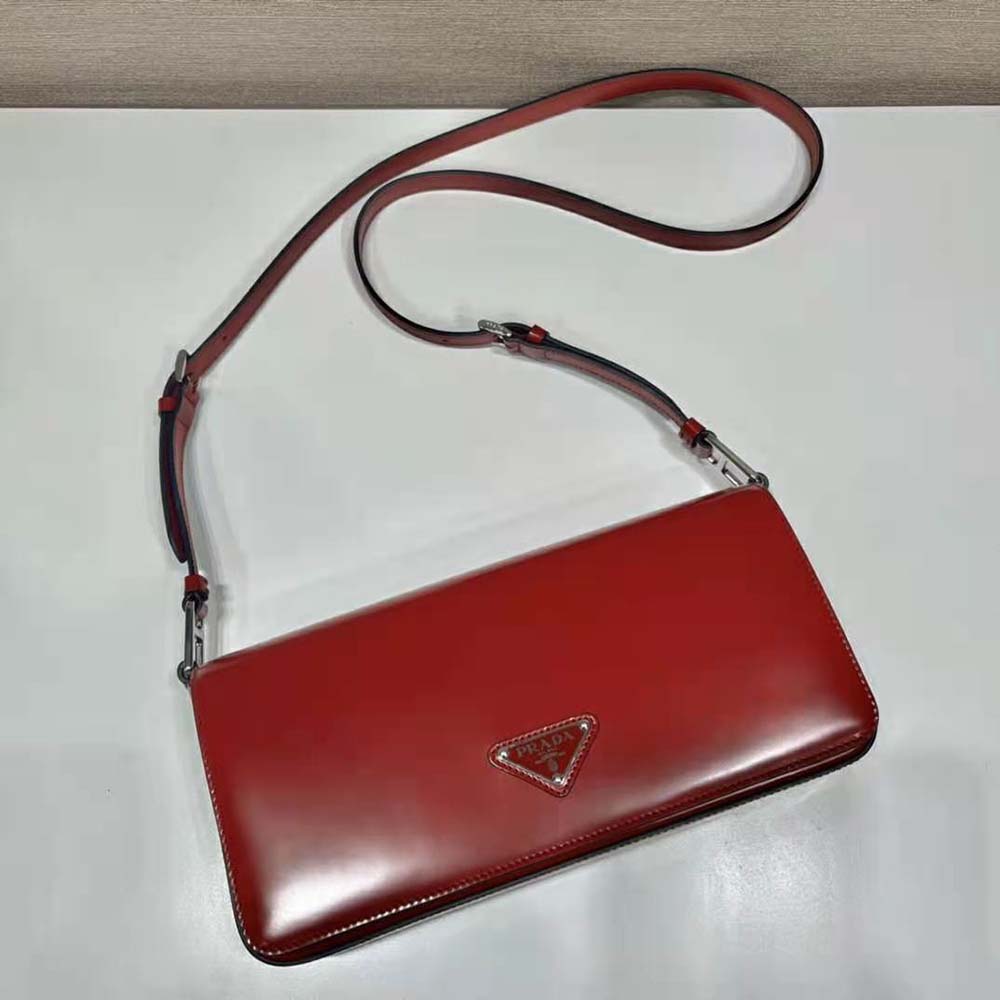 Prada Women Brushed Leather Prada Femme Bag-Red