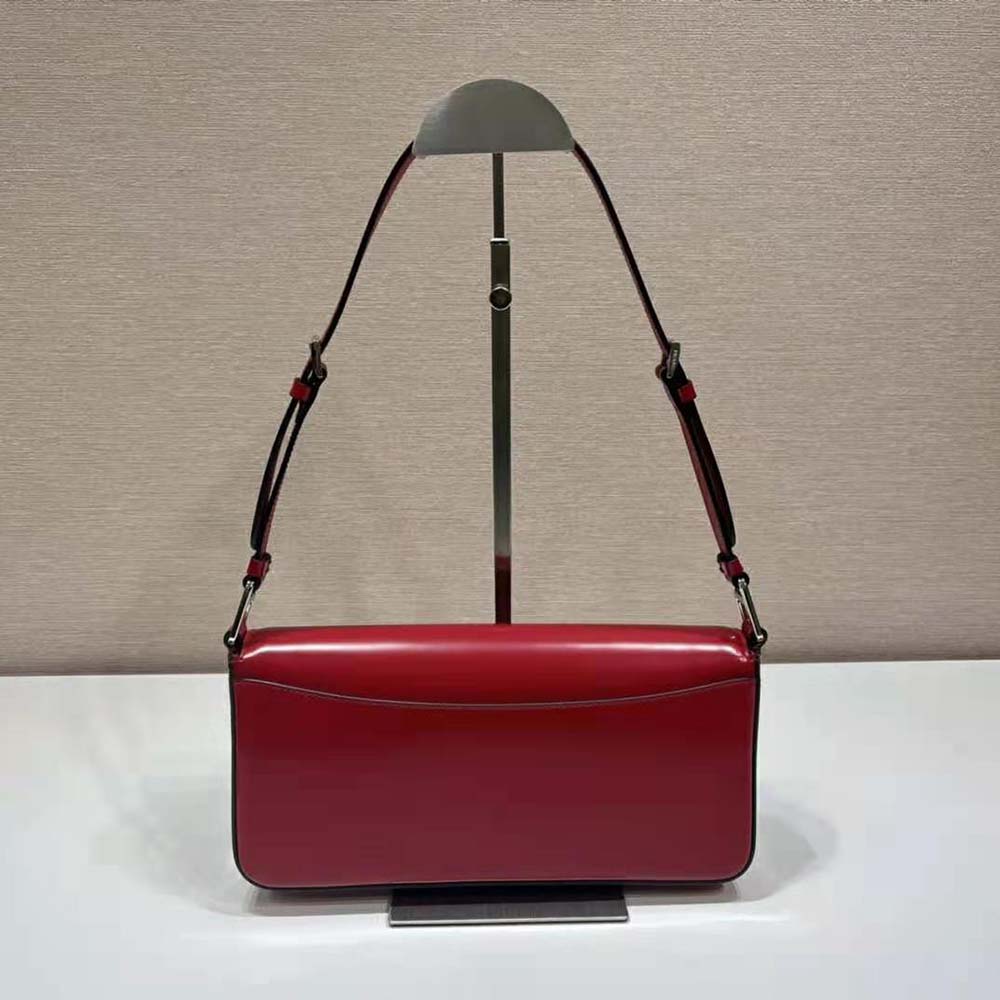 Prada Women Brushed Leather Prada Femme Bag-Red