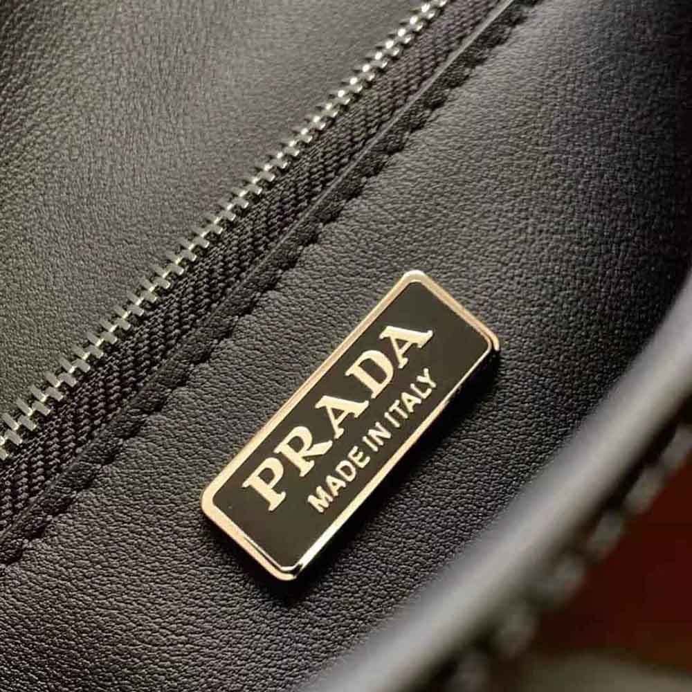 Prada Women Brushed Leather Shoulder Bag-Black