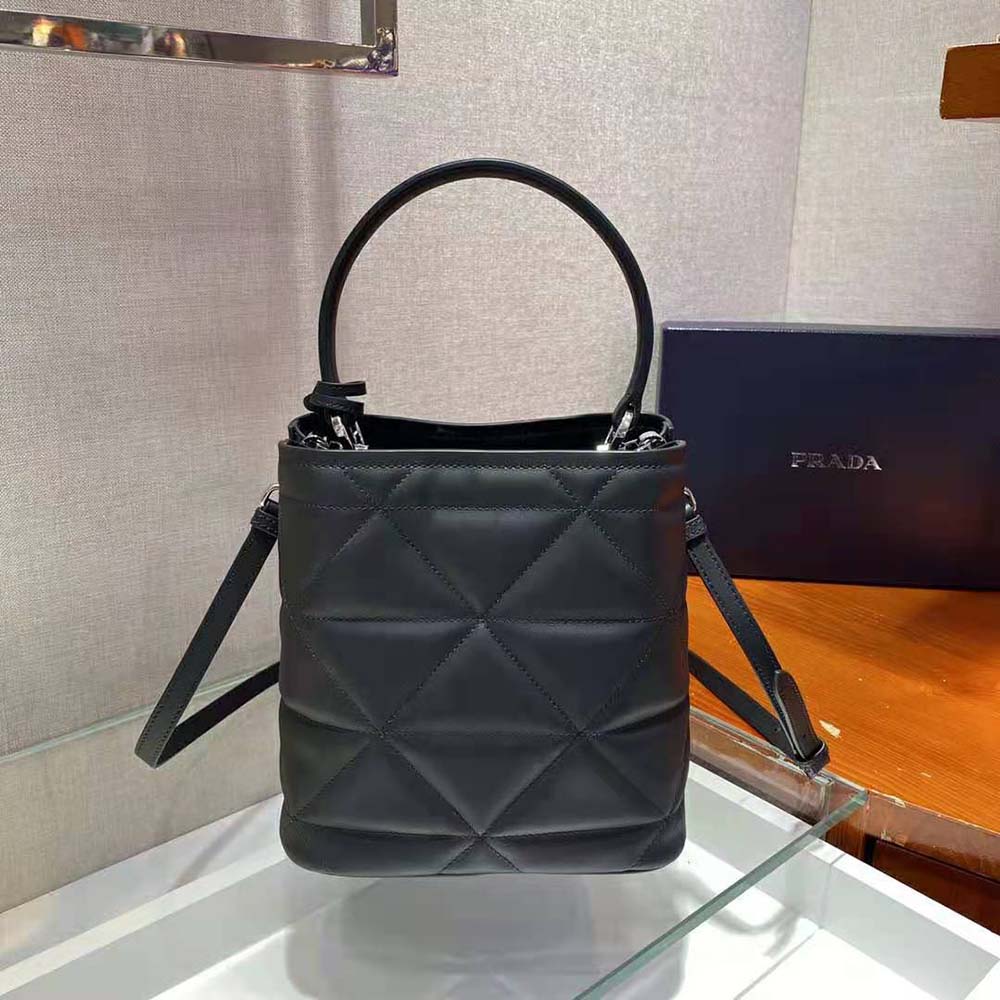 Prada Women Bucket Design Spectrum Leather Bag-Black