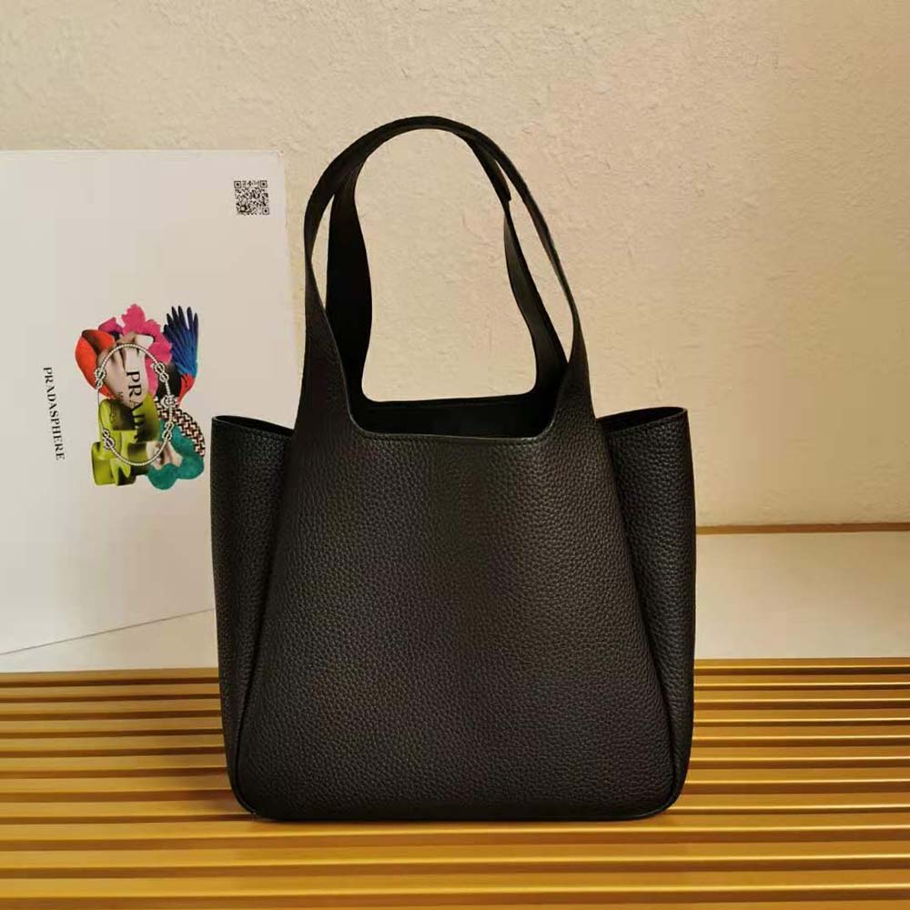 Prada Women Calf Leather Handbag-Black