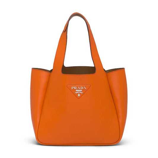 Prada Women Calf Leather Handbag-Orange