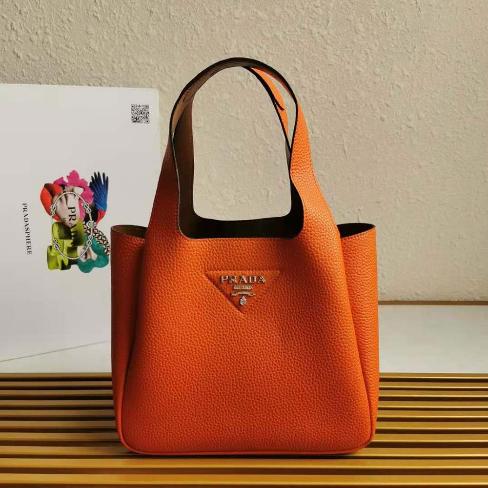 Prada Women Calf Leather Handbag-Orange