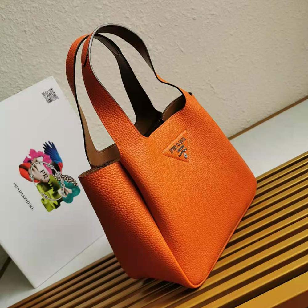 Prada Women Calf Leather Handbag-Orange