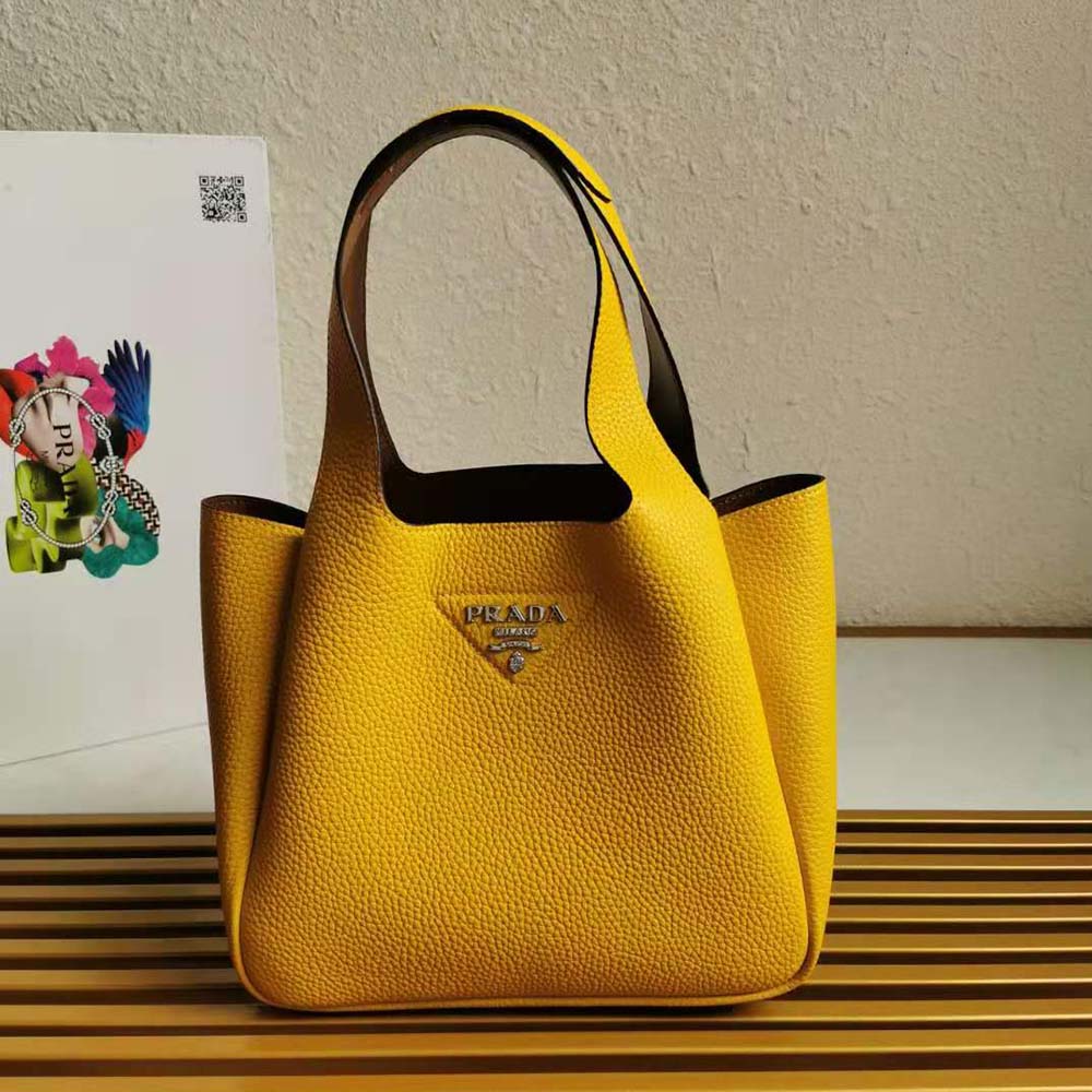 Prada Women Calf Leather Handbag-Yellow