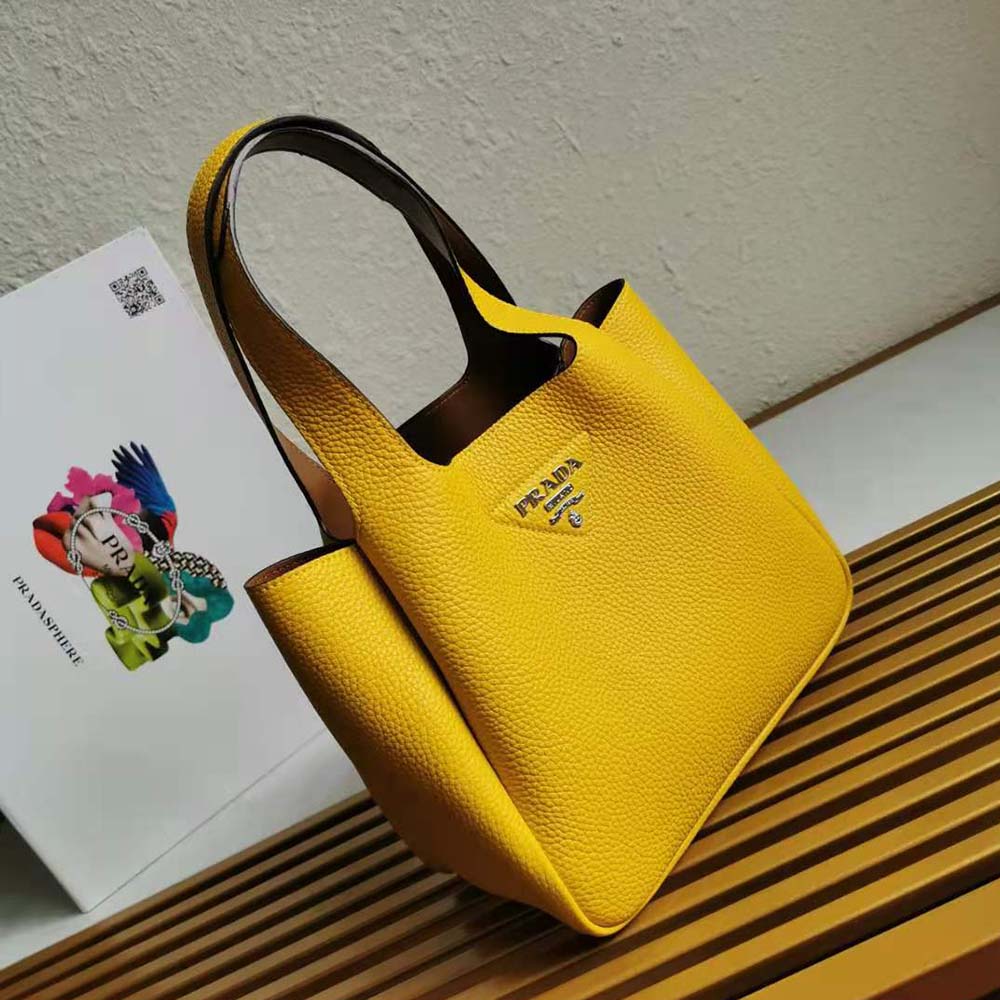 Prada Women Calf Leather Handbag-Yellow