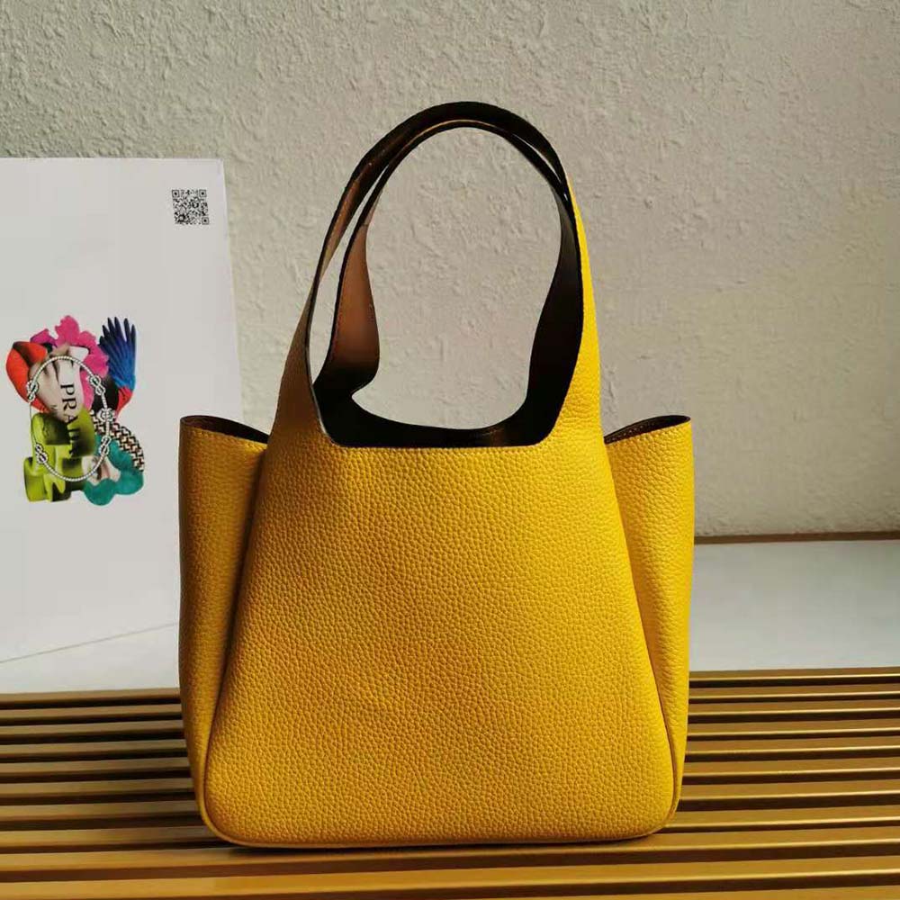 Prada Women Calf Leather Handbag-Yellow