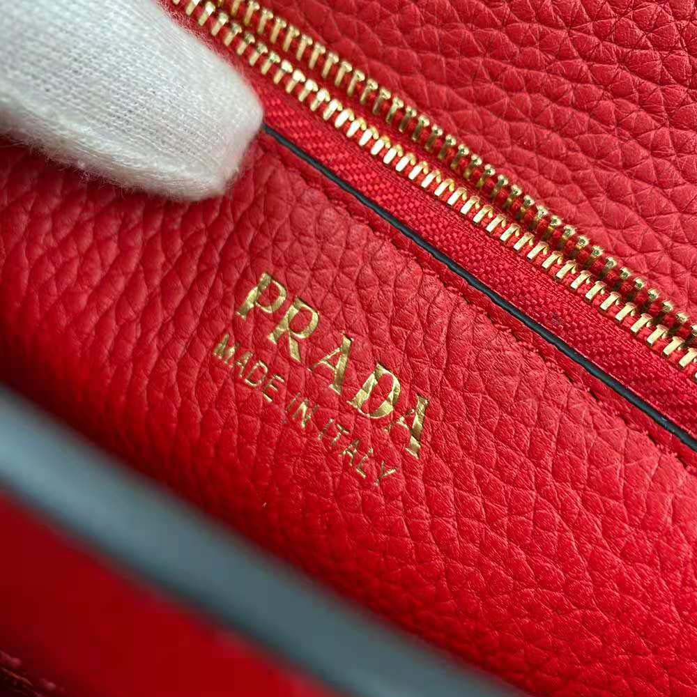 Prada Women Calf Leather Shoulder Bag-Red