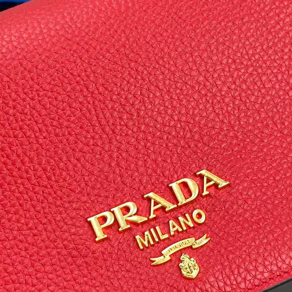 Prada Women Calf Leather Shoulder Bag-Red