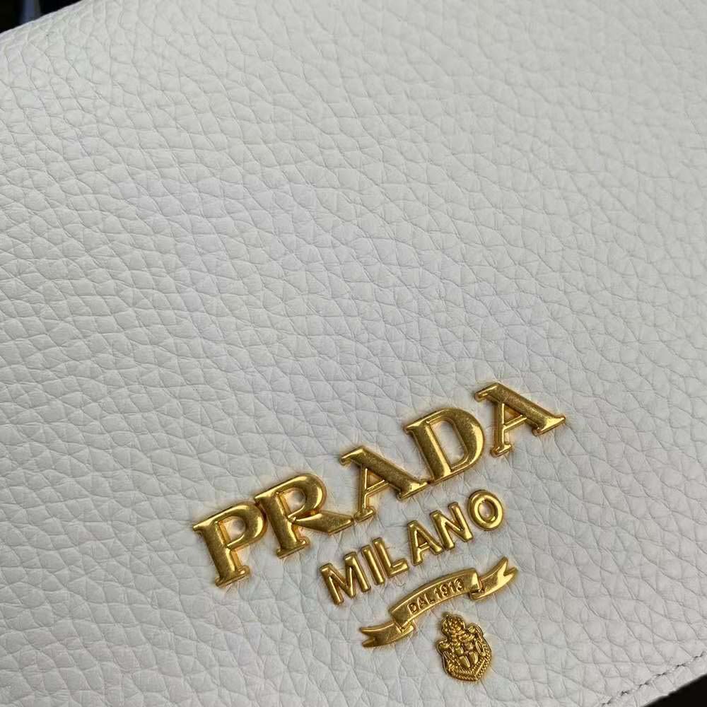 Prada Women Calf Leather Shoulder Bag-White