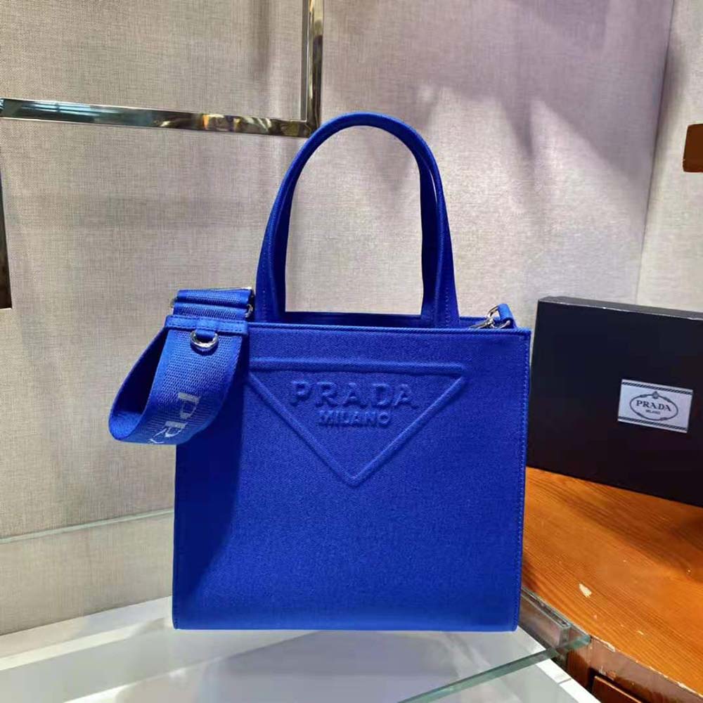 Prada Women Drill Tote Handles Bag-Blue