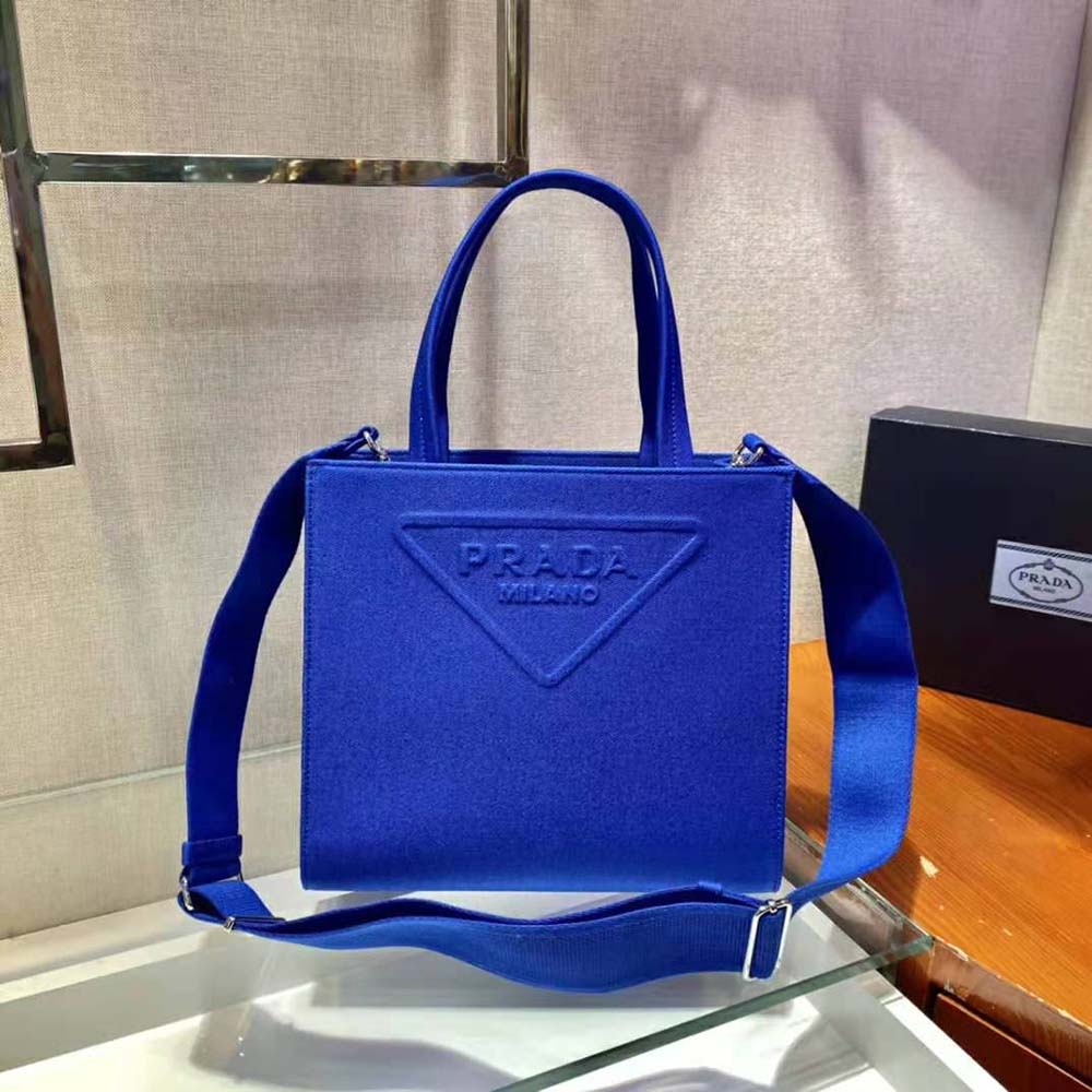 Prada Women Drill Tote Handles Bag-Blue