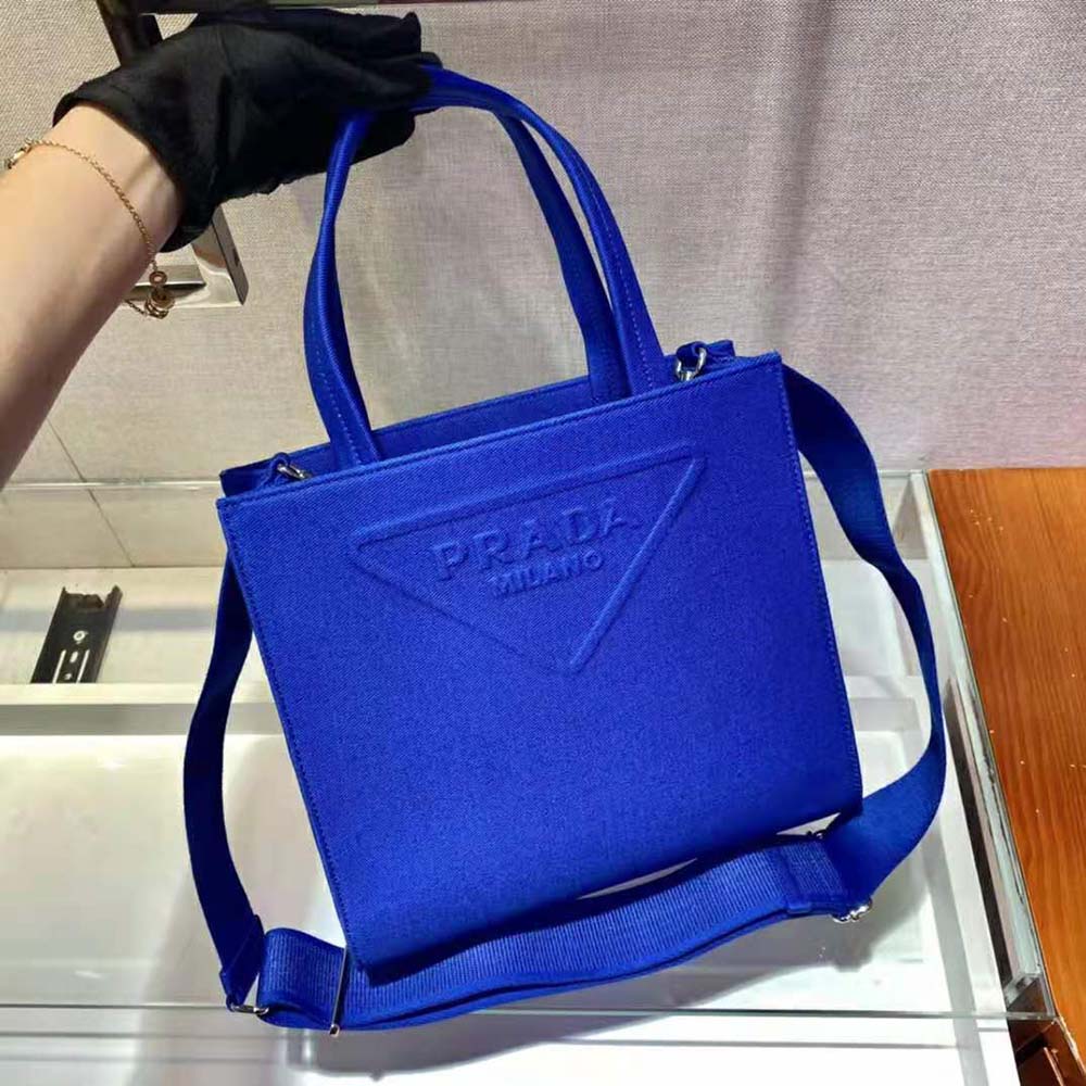 Prada Women Drill Tote Handles Bag-Blue