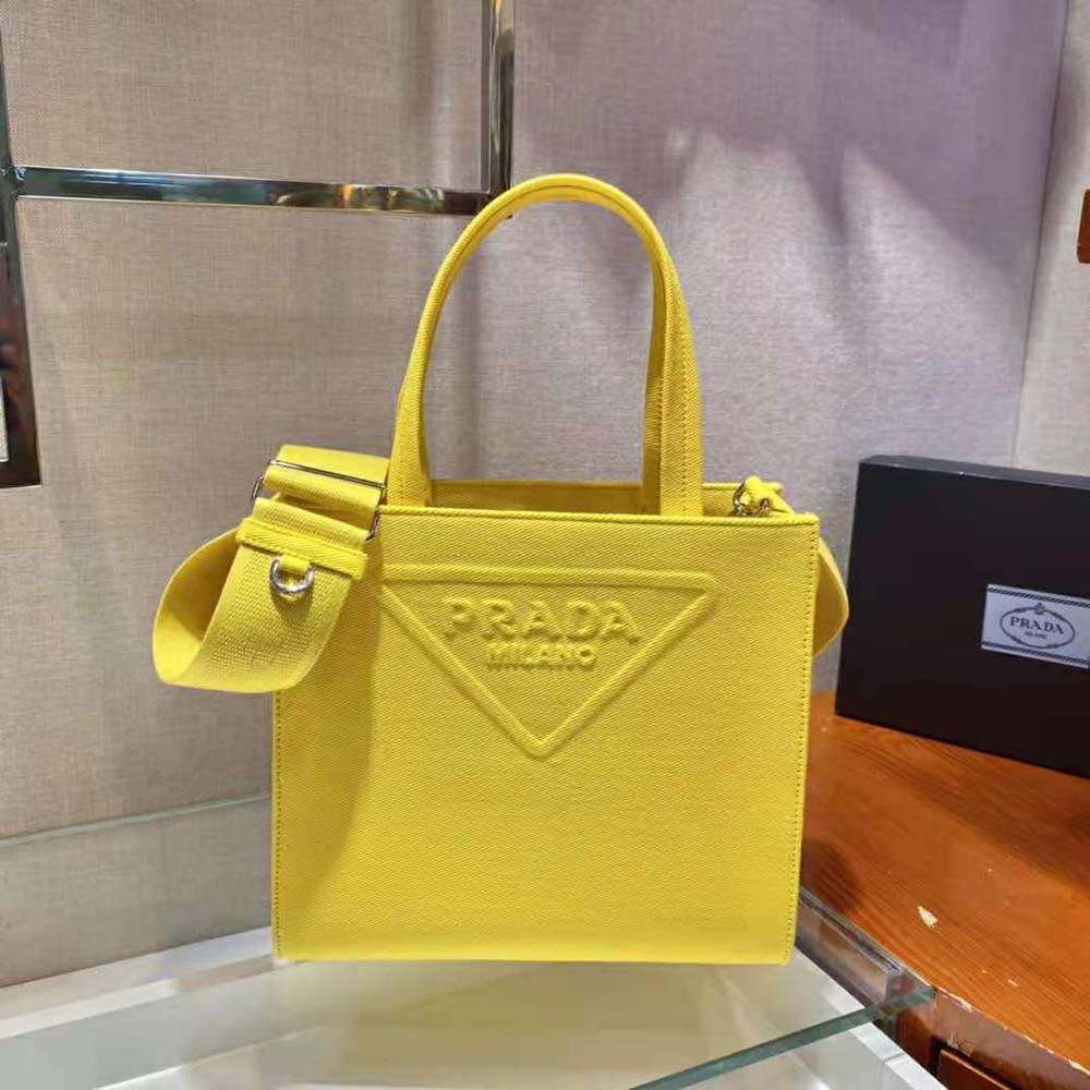 Prada Women Drill Tote Handles Bag-Yellow