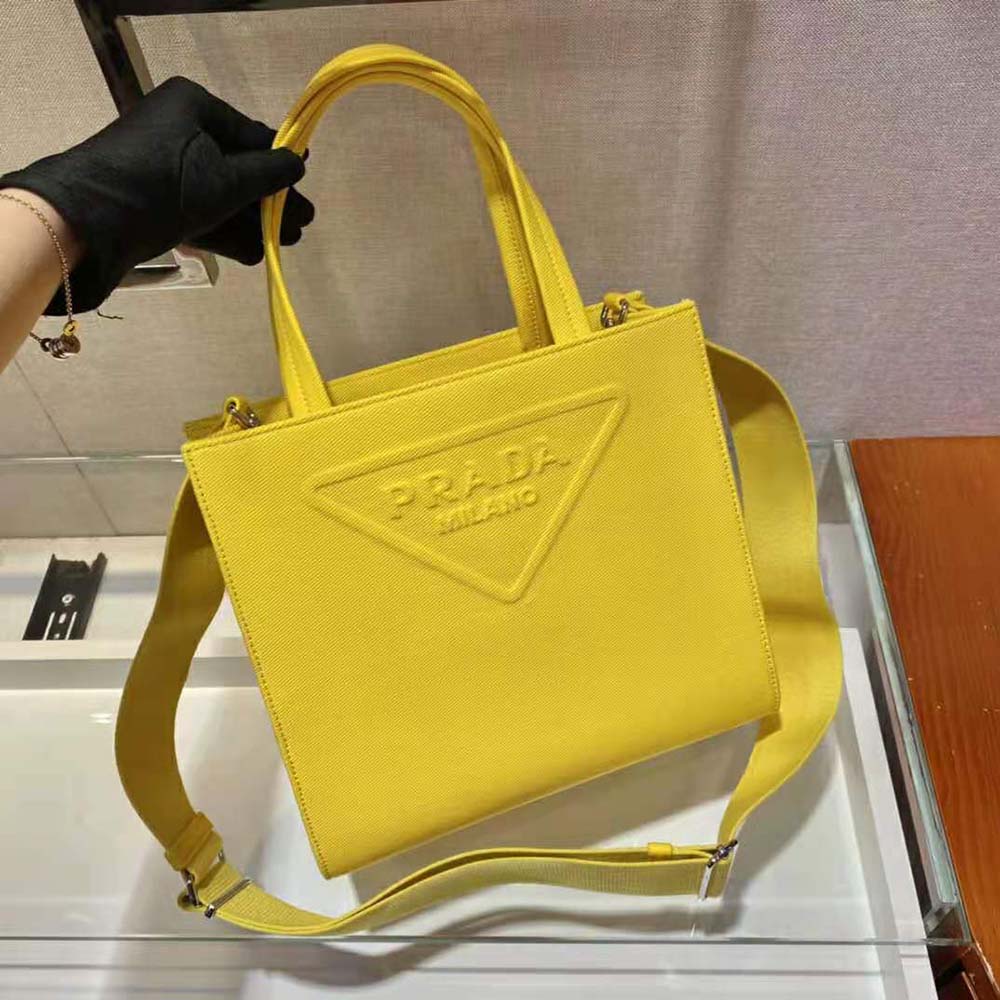 Prada Women Drill Tote Handles Bag-Yellow