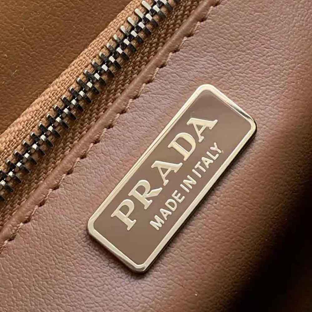 Prada Women Embleme Brushed-Leather Bag-Brown