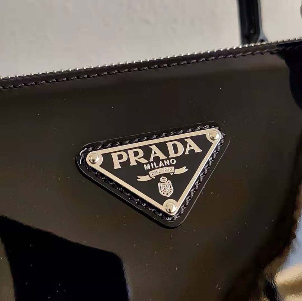 Prada Women Galleria Brushed Leather Small Bag-Black