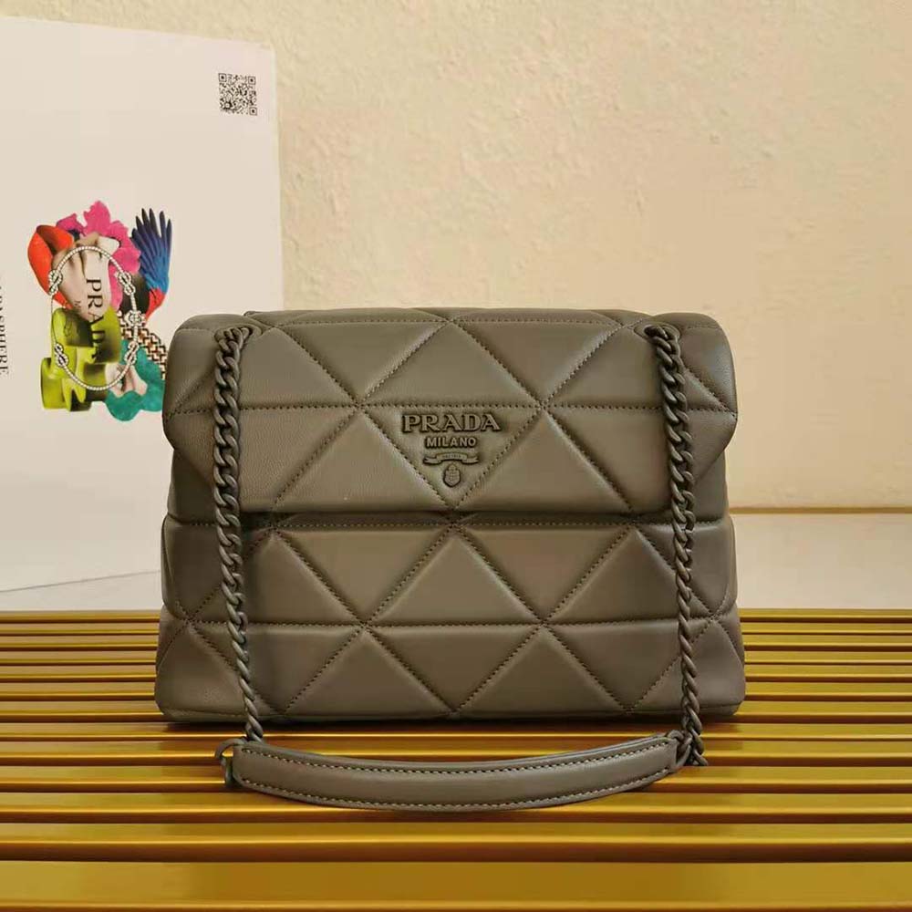 Prada Women Large Nappa Leather Prada Spectrum Bag-Grey