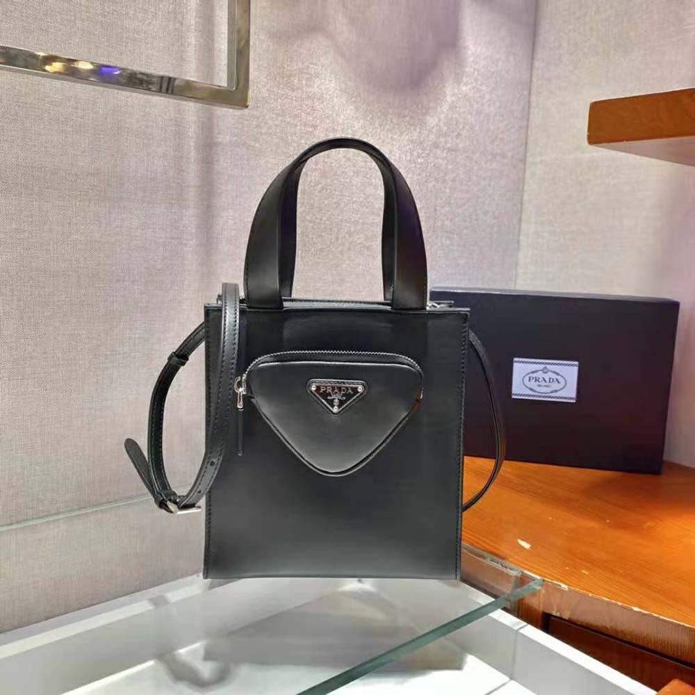 Prada Women Nappa Leather Tote Bag-Black