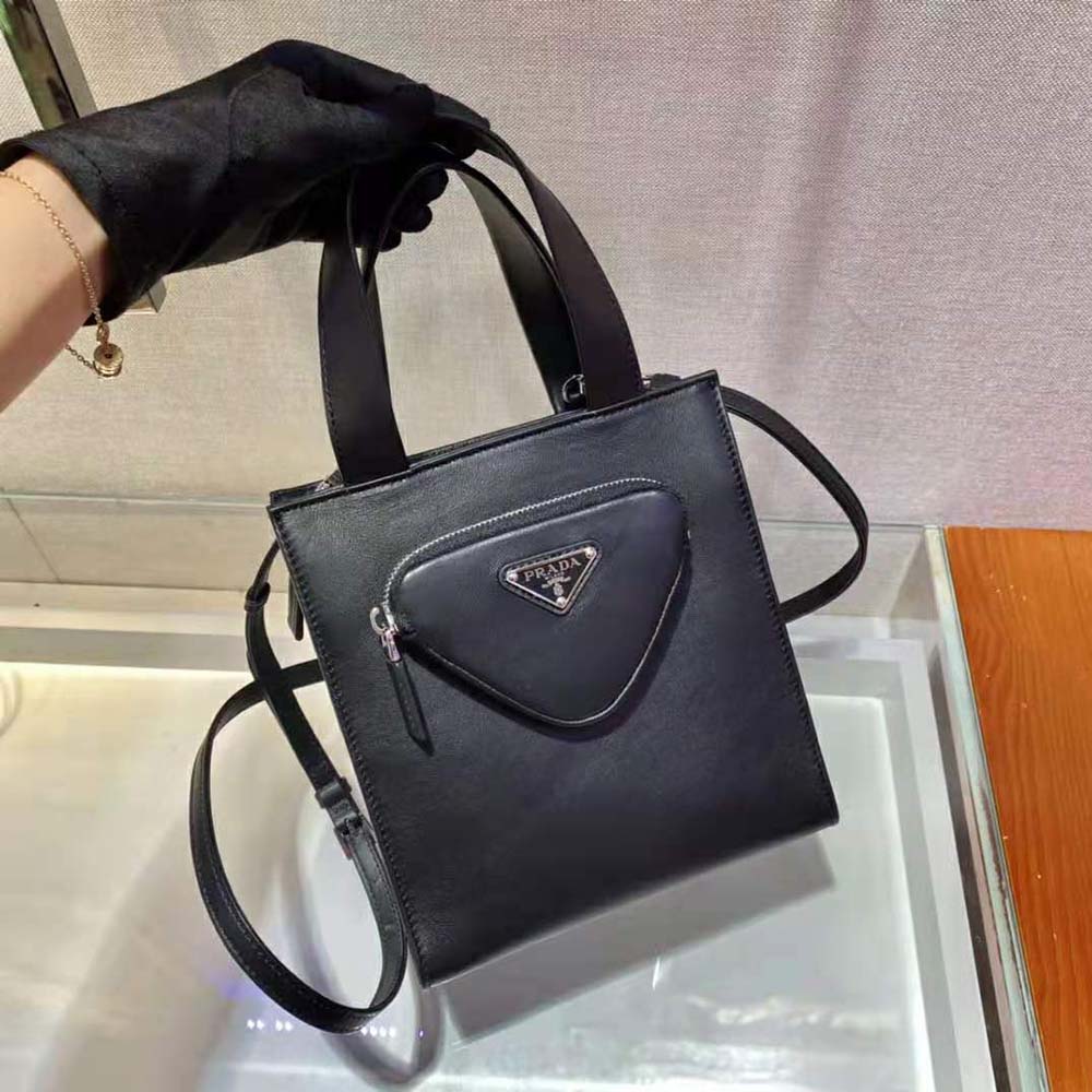 Prada Women Nappa Leather Tote Bag-Black