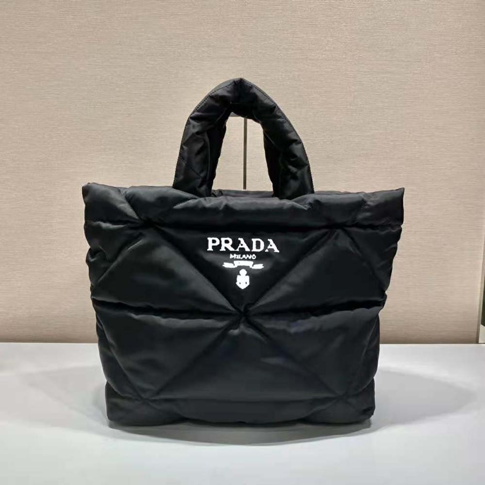 Prada Women Padded Re-Nylon Tote Bag-Black