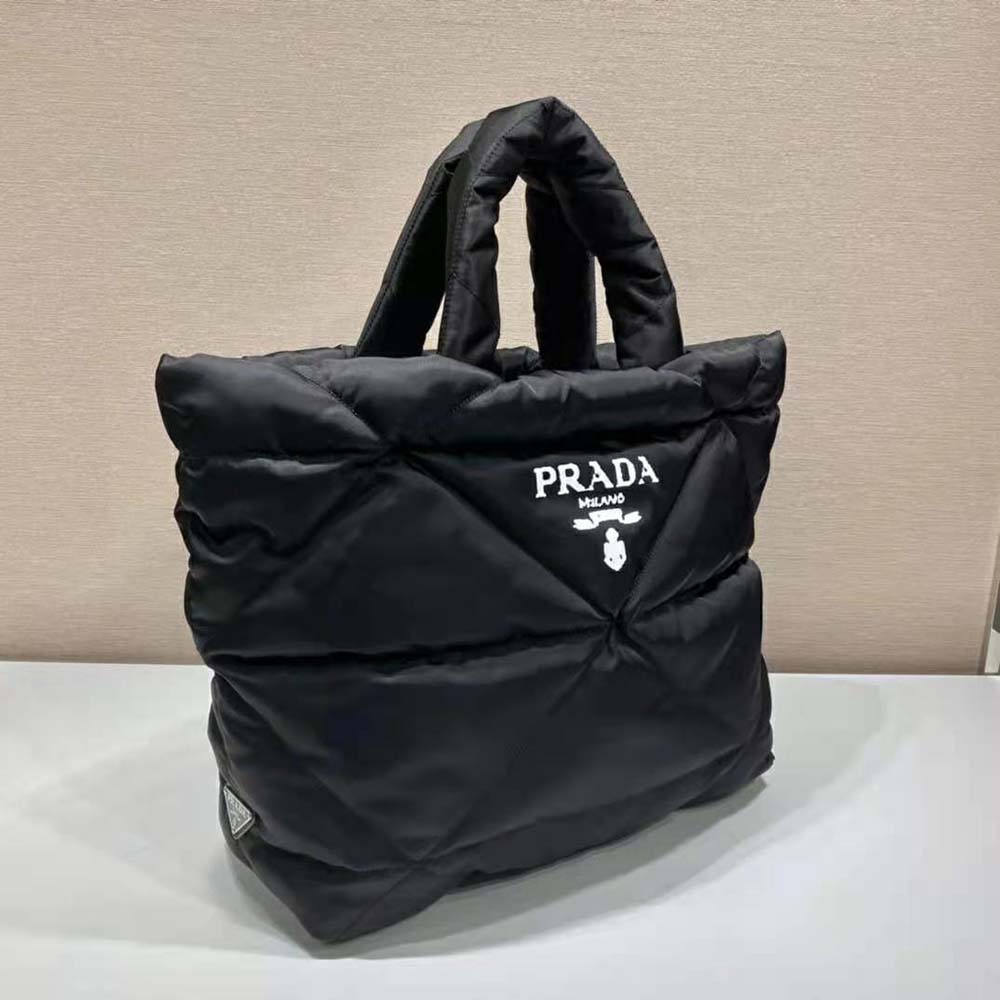 Prada Women Padded Re-Nylon Tote Bag-Black