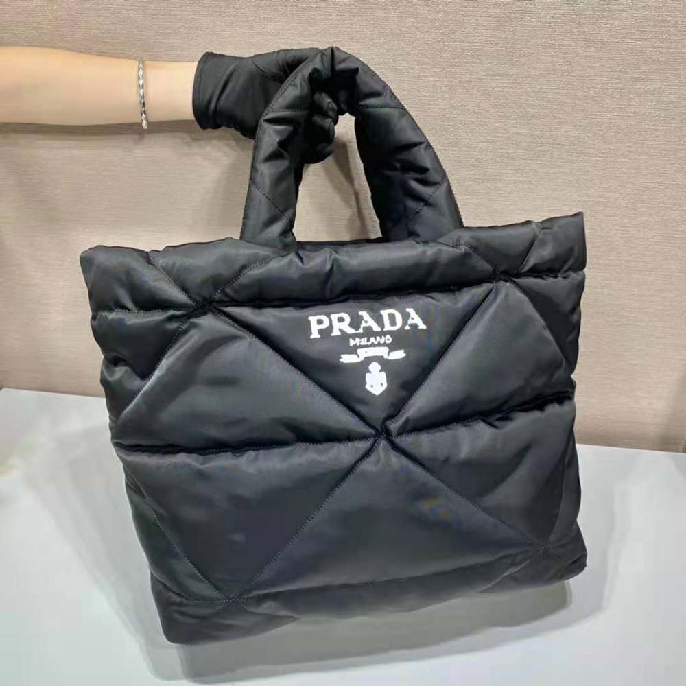 Prada Women Padded Re-Nylon Tote Bag-Black