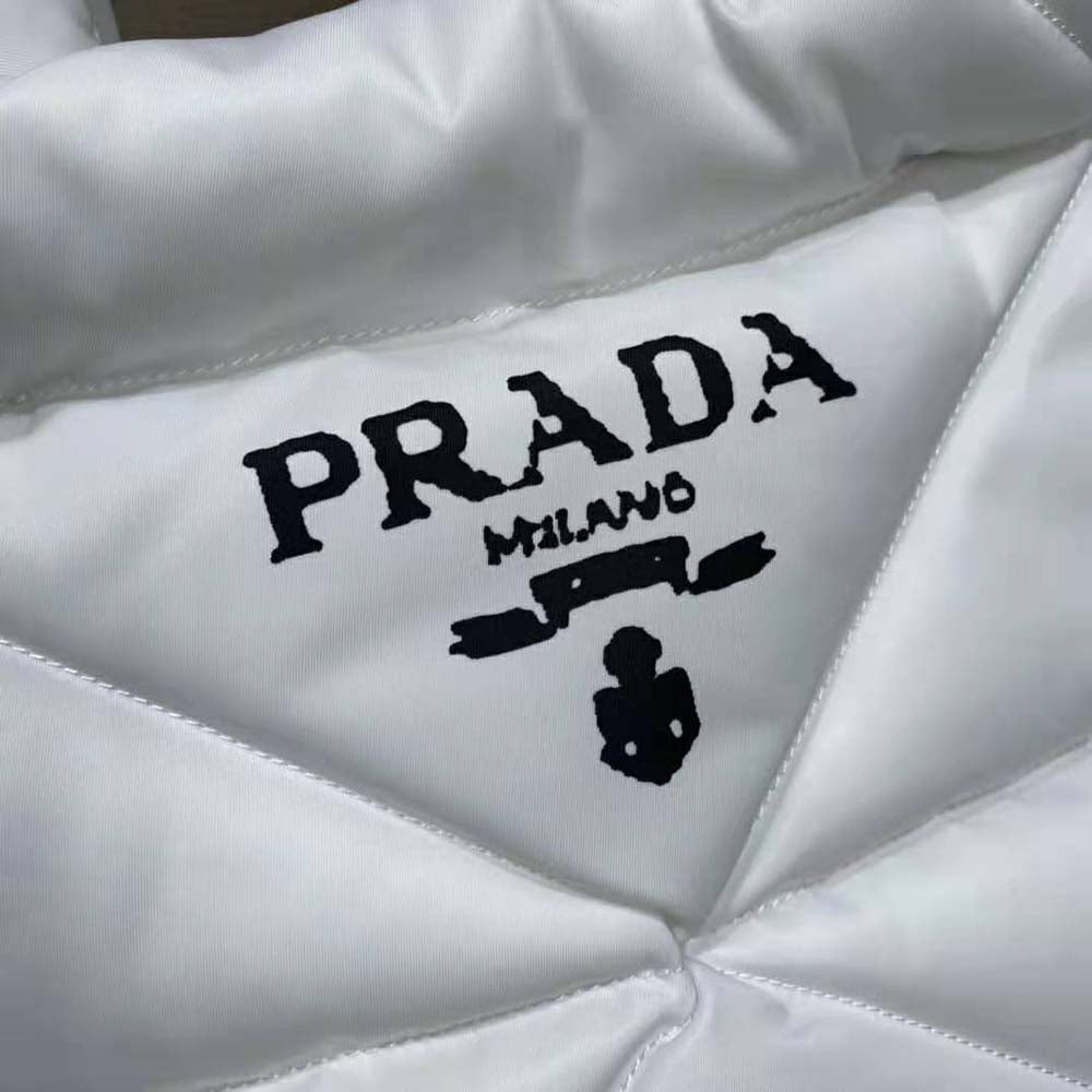 Prada Women Padded Re-Nylon Tote Bag-White