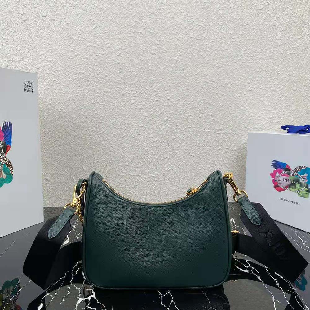 Prada Women Prada Re-Edition 2005 Saffiano Leather Bag-Green